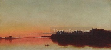  twilight Painting - Twilight On The Sound darien Connecticut Luminism seascape John Frederick Kensett